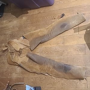 suede brown kids chaps